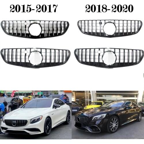 Front Racing Grill Billet Bumper Upper Cover For Mercedes-Benz W217 S-Coupe 2015 2016 2017 2018 2019 2020 2021 GTR