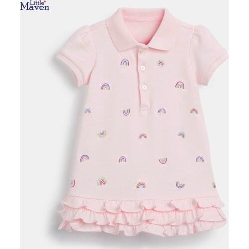 Frocks for Girls 2021 Summer Baby Girl Vestiods Children Clothes Toddler Rainbow Print Dresses for Kids 2-7 Years S1035