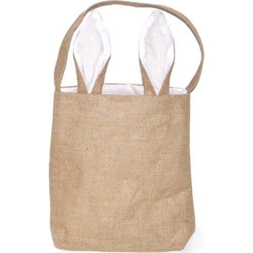 Easter Rabbit Ears Gift Bag Cute Creative Linen Gift Storage Shopping Bag for Kid Girl Child Party Decoration