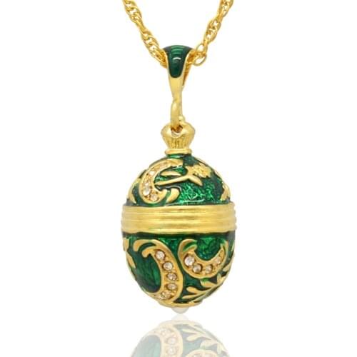 Suitable for European luxury brand necklace green enamel moon exquisite handmade Russian egg pendant necklace, holiday gift
