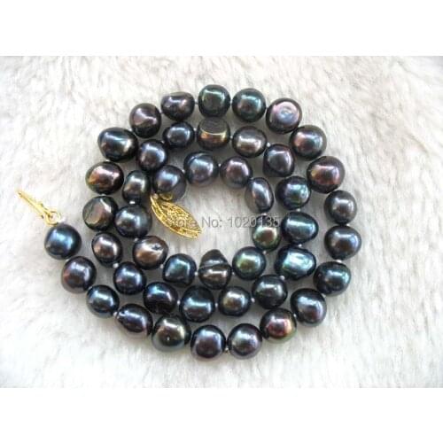 Freshwater pearl black baroque 8-9mm necklace nature FPPJ