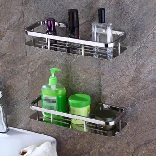 Deluxe 304 Stainless Steel Bathroom shelves Single Double Square Shower Bright Basket Shelf Tidy Rack Caddy Storage Organizer