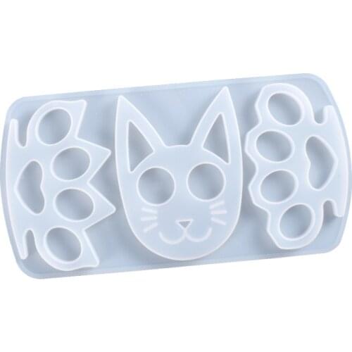 DIY Cat Head Silicone Molds Self Defense Keychain Mold Pendant Resin Epoxy Craft Mold Decoration silikon form for epoxy resin