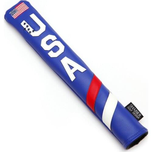 Blue PU Leather USA Flag Embroidery Golf Alignment Stick Cover Case Holder