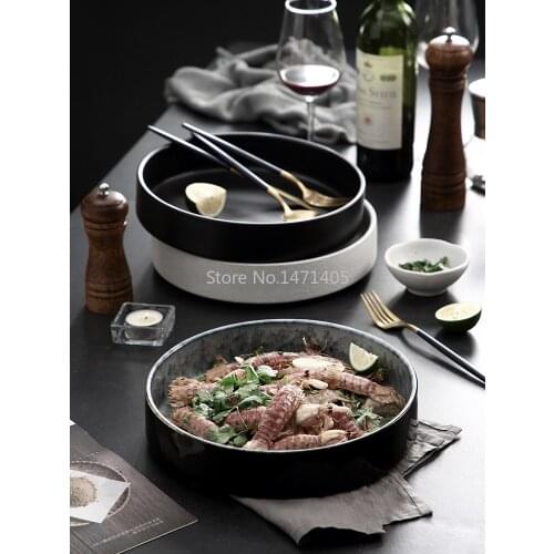 Nordic Deep Mouth Round Plate Ceramic Western Dinner Plate Simple Creative Household Pickled Chopped Pepper Fish Head Soup Plate