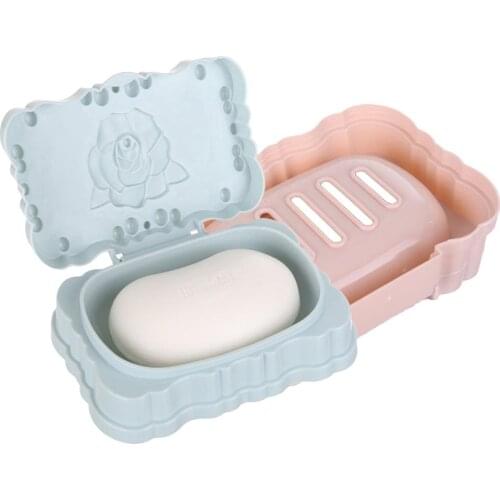 Modern Plastic Rose Bathroom Soap Storage Dish Drain Rack Holder Container Case Soap Holder Non Slip Soap Stand Soap Dish