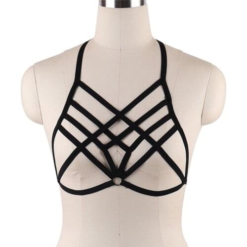 Sexy Ladies Women Body Sexy Strap Harness Bra Chest Bondage Lingerie Cage Bra Garter Belt Suspenders Bundle Belt Temptation Suit