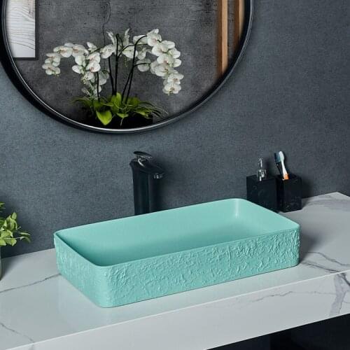 Light luxury Obsidian green platform basin square ceramic wash basin pool household wash basin single basin art basin