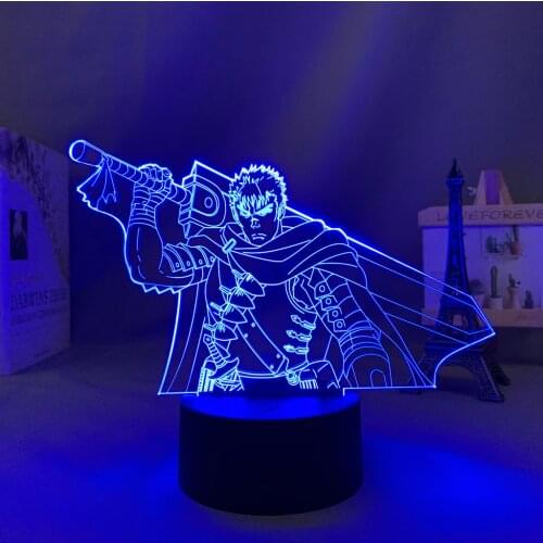 Anime Led Light Berserk Guts for Home Decoration Rgb Color Changing Usb Battery Powered Table 3d Lamp Manga Berserk Guts