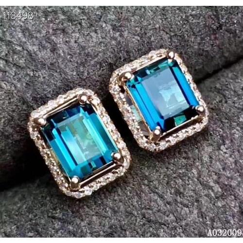 KJJEAXCMY 925 sterling silver inlaid natural blue topaz earrings new vintage ladies ear stud support test