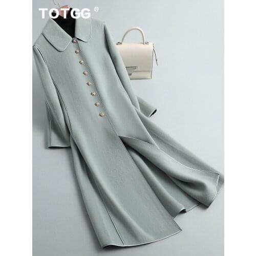 Double sided cashmere coat womens medium long high-end Hepburn slim fit 2021 new autumn and winter wool coat