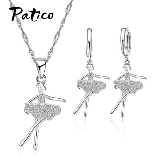 Generous Romantic Humanoid Necklace Earrings Dance Action Memorial Gift Cubic Zirconia For Women 925 Sterling Silver