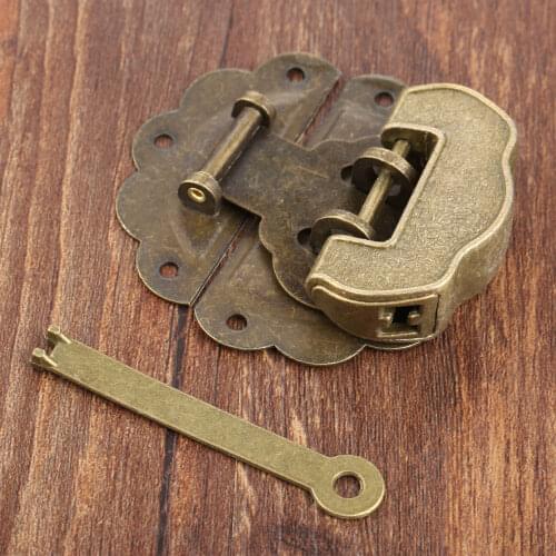 1Set Antique Bronze Chinese Old Lock/Padlock and Box Latch Hasp Buckle Clasp for Cabinet Jewelry Wooden Box Furniture Hardware