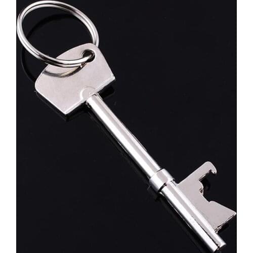 1Pcs New Stainless Steel Key Shaped Keychain Bottle Opener Buckle Wine Beer Soda Glass Cap Bar Tool Silver Club