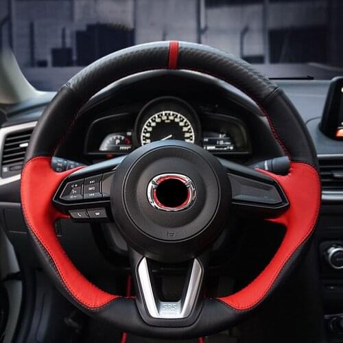 1pcs For Mazda CX-5 CX5 2017-2018 Genuine Cowhide Leather Sport Steering Wheel Cover Car Accessories