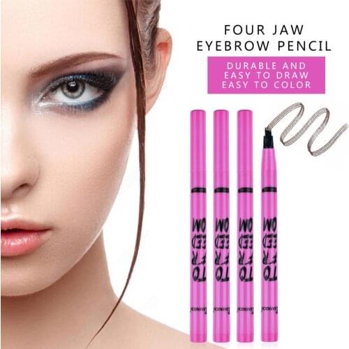 1Pcs Eyebrow Pen Waterproof Long Lasting Fork Tip Eyebrow Tattoo Pencil 4 Fork Tips Fine Liquid Eyebrow Pen for Makeup