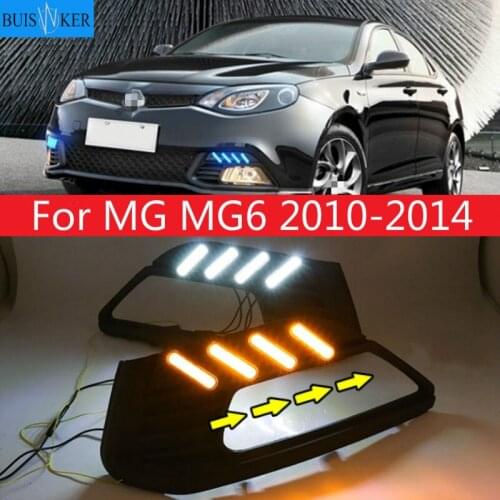 2PCS For MG MG6 2010-2014 White and Yellow Turn Signal Function 12V Car DRL Fog Lamp Decoration LED Daytime Running Light