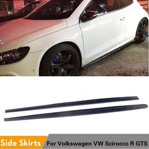 2PCS/Set Side Skirts Bumper Underboard Extensions Lip for Volkswagen VW Scirocco R GTS 2009 - 2016 Carbon Fiber