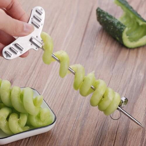 2Pcs Manual Spiral Slicer Portable Safe Reusable Multi-functional Screw Roller for Vegetables