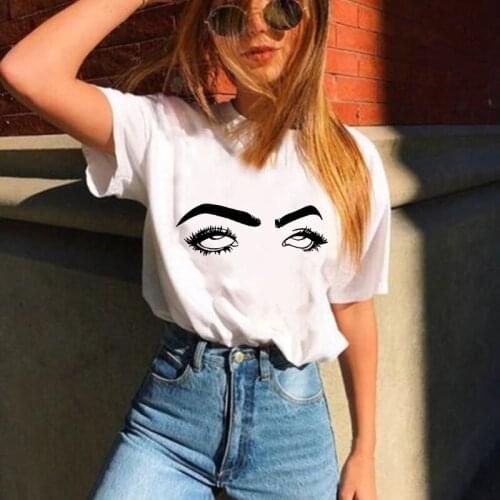 2021 New T Shirts Women Fashion Eyes Graphic Tees Print Harajuku Feamle T Shirts Casual Short Sleeves Tops Tees Women Clothing