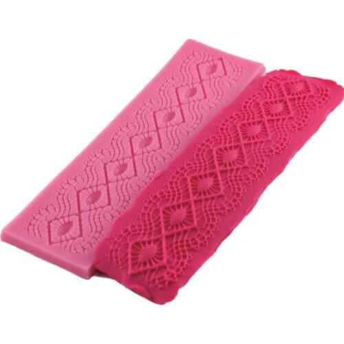 3pieces/lot) Long style check diamond shape soft moldes de silicona para fondant reposteria molds for DIY cake decorating tools