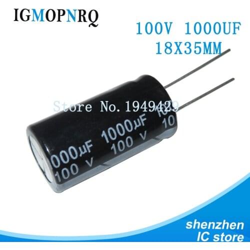 5pcs 100V1000UF 18*35mm 1000UF 100V 18*35 new aluminum electrolytic capacitor