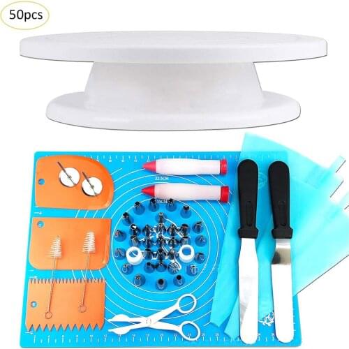 50Pcs/set Cake Decorating Mouth Baking Decoration Tools Cake Scraper Nozzle Scissors Frosting Pastry Pen Coloring Utensils