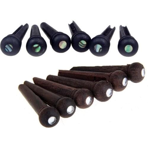 6Pcs Rosewood Guitar Bridge Pins End Pin Set & 6 Pcs Guitar Family Natural Ebony Folk Acoustic Guitar Bridge Pins