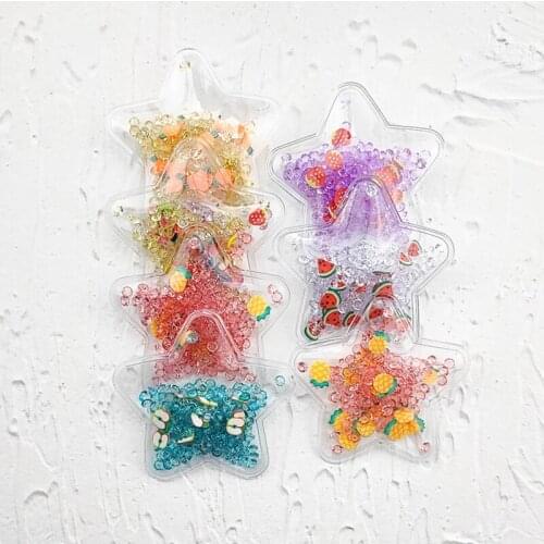 60pcs/lot 5cm star Transparent PVC crystal Filling Colorful Applique for DIY Crafts Headdress Hair Clips Decor Patches
