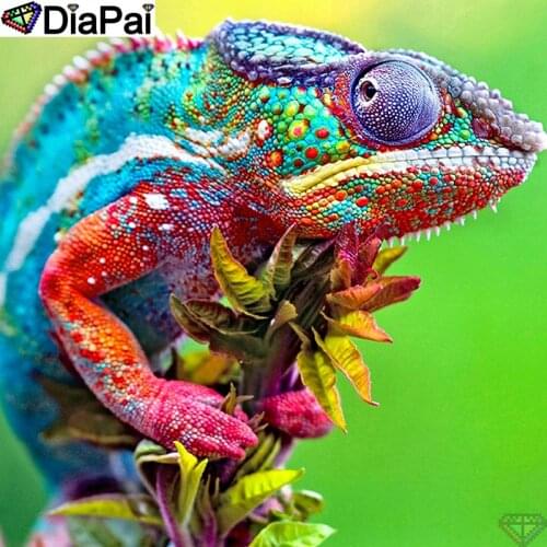 DIAPAI Paint With Diamond Embroidery "Animal chameleon" Diamond Painting Full Square Round Picture Of Rhinestone Decor A25923