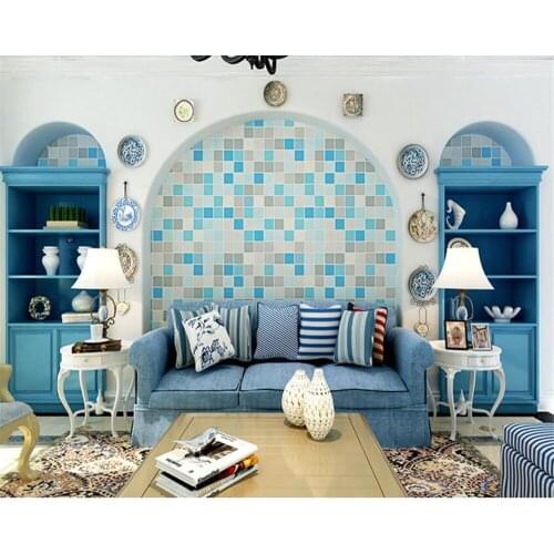 Beibehang Mediterranean PVC imitation tile 3d wallpaper simple modern living room walkway TV background restaurant wall paper