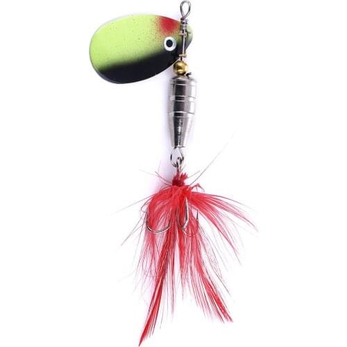 New 1PCS Spinner Spoon Fishing Lures Feathered Hook Artificial Bait Metal Fishing Tackle Sequins Bait for Trout Bass