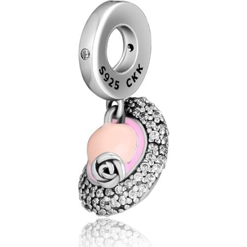 BEADS for Jewelry Making BraceletS Beauty Lady Hat cHarMs with Clear CZ 100% 925 OrigiNal Sterling Silver Jewerly Free Shipping