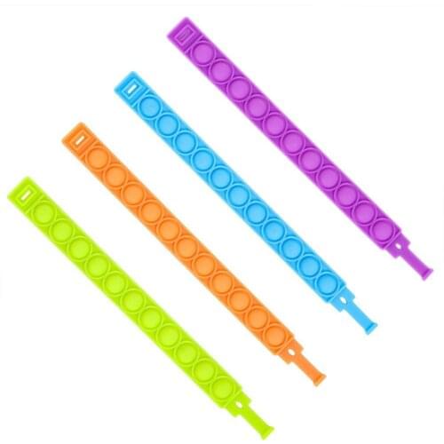 Colorful Dimple Bracelet Stress Relief Toy Hand Fidget It Toy Soft Silicone Wristband Portable Press Decompression Toy