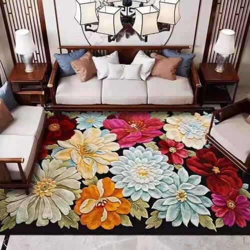European Anti-slip Carpet Indoor Printed Decoration Area Rugs Living Room Bedroom Bedside Bay Window Sofa Floor Decor Mat D