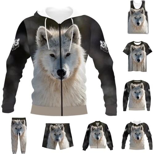 New Fashion 3D Full Print Animal Wolf T-shirt/Sweatshirt/Zip Hoodies/Thin Jacket/Pants Four Seasons Casual Suit V19