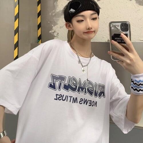 Womens T-shirt Summer Letter Print Tshirt Harajuku Streetwear Tops Oversized T-Shirt Female Summer Short Sleeve Casual Clothes