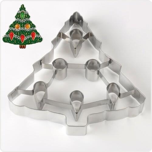 Diy Baking Tools Stainless Steel Cookie Cutting Mold Large 3D Christmas Tree Stereo Cookie Mold Pastry Cake Decorating Mold Tool