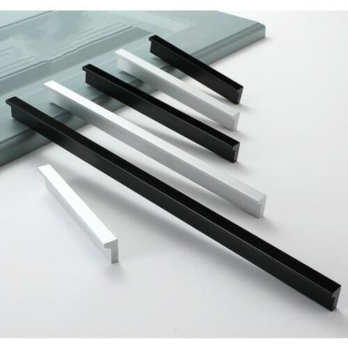 JD American Cabinet Handles Silver Black Drawer Door Pulls Aluminum Alloy Cupboard Pulls Wardrobe Door Handle Hardware Knobs