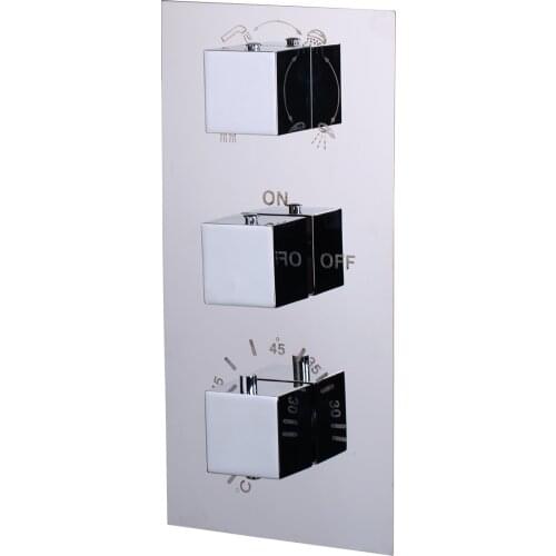 JIENI Chrome Control Valve 4-way Thermostatic Shower Diverter 3Handles Brass Mixer Tap