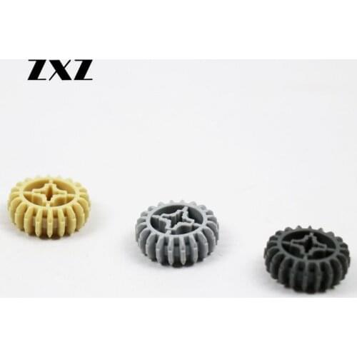 100pcs/lot Technic Gear 20 Tooth Double Bevel with Axle Hole Type 2 [X Opening] 32269 Brick Technic Parts DIY Toys for Children