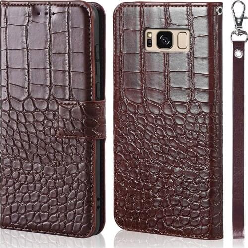 Leather Phone Case For Samsung Galaxy S8 SM-G950F G9500 Card Holder Cover for Samsung Galaxy S8 Plus / S8+ Crocodile skin case