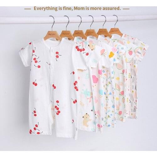 Summer Short Sleeve Rompers Baby Climbing Clothes Pure Cotton Thin Jumpsuit Newborn Baby Boys Girls Cartoon Clothes Pajama Roupa