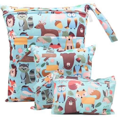 Reusable Wet Bag Mini Wetbag For Cloth Diaper Nappy Nursing Menstrual Pad PUL Stroller Maternity Wet Diaper Bag Washable 3pc Set
