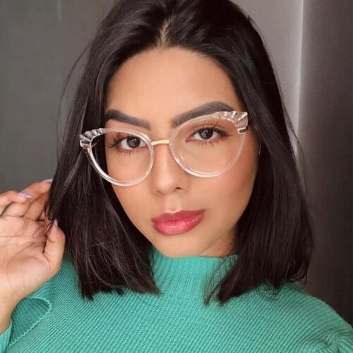 Fashion Metal Spring Legs Cat Eye Eyeglasses for Women Round Glasses Frames Trendy Clear Myopia Frame Anti-blue Light Glasses