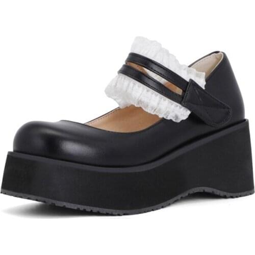 Fashion Round Toe Plus Size 30 Wedge Women Low Heels 7cm Summer Sandals Retro Lolita Zapatos Mujer Summer Lady Singe Shoes T520