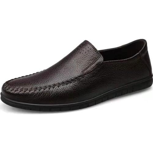 Mens Spring Autumn Casual Shoe Leather Comfortable Round Toe Casual Business Shoes Soft Soled Light Large Casual Shoes 38-46