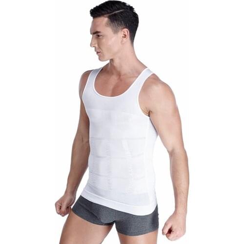 Mens Slimming Corset Body Shapewear Underwear Tummy Shaper Waist Cincher Vest T-Shirts Elastic Gym Sport Vest Fitness Tank Tops