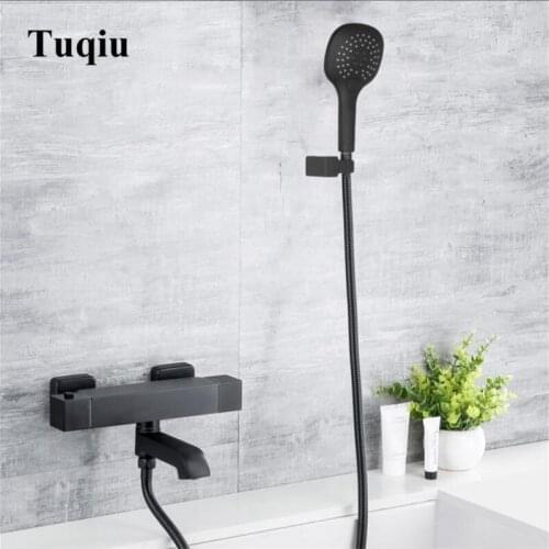 Wall Mounted Bathroom Black Oil Brushed thermostatic Bath & Shower Faucet hand held Shower Faucet Sets Bathtub Faucet Set