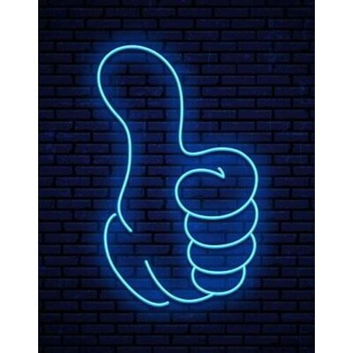 Neon Sign For Thumb Up Glass Tubes Lamp Beer Bar resterant light lampara neon Cubs Neon Sign Flood Light Neon Light Sign Glass